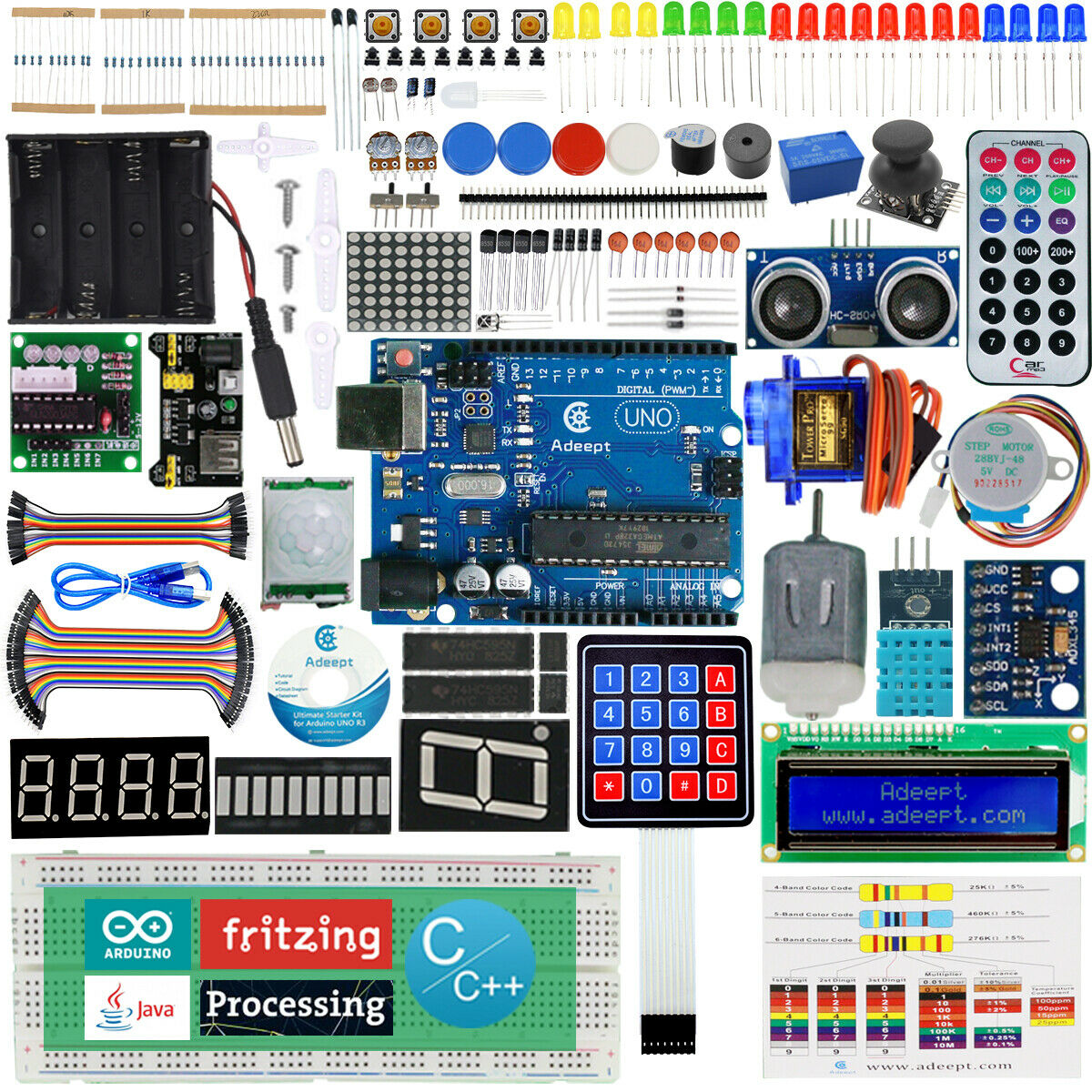 cool gadgets Gadgets Adeept Ultimate Starter learning Kit for Arduino UNO R3 LCD1602 Servo processing